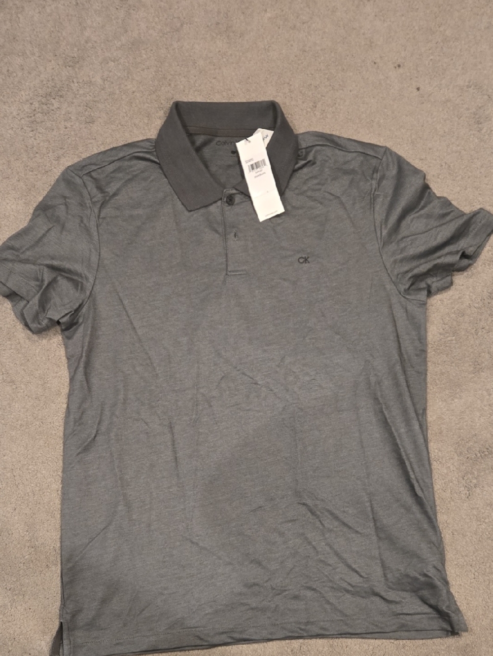 Calvin Klein Men's Gray Polo with Dark Collar